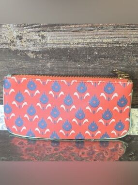 Anthropologie Pencil & Paper Coral Floral Zip Pencil Case